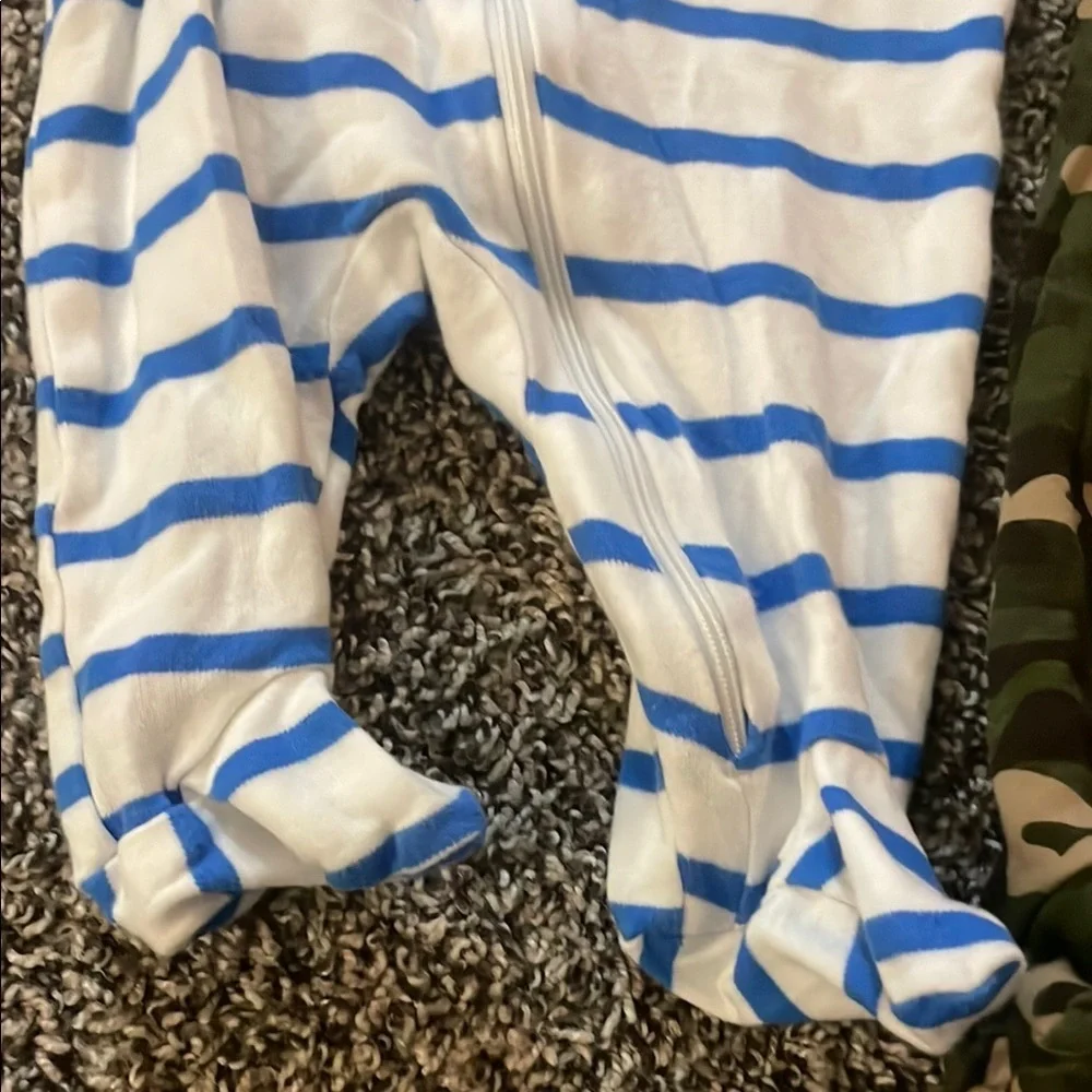 Garanimals Blue and White Striped Footie & Camouflage Footie Set